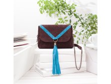 Сумка поясная с кисточкой brown - blue