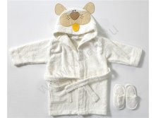 Bd 513  Халат с кармашком +тапочки, BEBEKEVI, Бежевый, цена 1050р. НОВАЯ ЦЕНА - 785руб!
