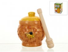 Банка для меда с ложкой "Honey" d=10см. h=11,5см. v=280мл. (ложка-l=12см.) (подарочная упаковка) ENS GROUP, Материал: Керамика, Код: 1290366, Артикул: 1290366	193р