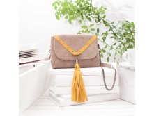 Сумка поясная с кисточкой beige -yellow