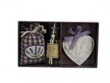 Подарочный набор 3пр. "Lavender" (ароматизированная подвеска, ароматизатор для помещений v=60мл., ароматизированное саше) с ароматом лаванды (21*12*6см.) (min6) (подарочная упаковка) Greenbay, Материал: комбинированные материалы, Код: 7070041, Артикул: 70