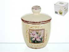 Банка для сыпучих продуктов "Розовый ирис" d=9,5см. h=13,5см. v=400мл. (конус) (подарочная упаковка) ENS GROUP, Серия: Розовый ирис, Материал: Керамика, Код: 0280025, Артикул: 0280025	70р