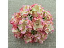 25 2-TONE BABY PINK/IVORY GARDENIA FLOWERS 3.5cm