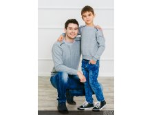 Комплект джемперов для папы и сына Косы М-274 серый.jpg