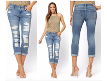 1350  SOHO JEANS - CURVY CROPPED BOYFRIEND - DUSTY BLUE WASH