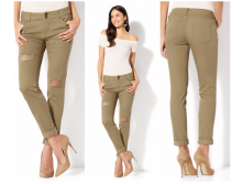 1350  SOHO JEANS - DESTROYED BOYFRIEND - OLIVE