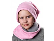 КОМПЛЕКТ: ШАПКА+СНУД, 109617-3808, ЦВЕТ: СВЕТЛО-СЕРЫЙ+РОЗОВЫЙ. 370руб. р-р 48 и 52.