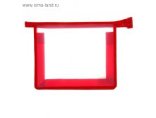 Папка для тетрадей А5 молния сверху, пластиковая "Офис" прозрачная, красная 51,8руб от 4шт