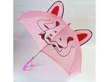 ЗОНТ ДЕТСКИЙ 3D ПОЛУАВТОМАТ РОЗОВЫЙ СЛОНИК СО СВИСТКОМ И УШКАМИ 230р