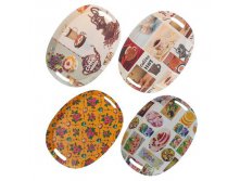 Поднос овальный 37х27х4 см "Кофе", цвета МИКС Китай; 37,5 см &#215; 27,5 см &#215; 4 см; Пластик; В боксе 80 шт. Арт.: 2482882