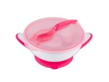 1063 BabyOno Тарелочка с присоской, крышкой и ложечкой (розовый/голубой) - 251,97 руб