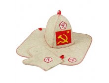 Набор банный "Серп и молот" (шапка, рукавица, коврик) Россия; Войлок; В боксе 15 наборов. Арт.: 3262604 378.00 руб.