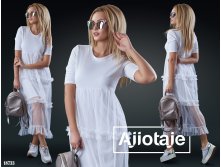 18733 Платье в стиле "Baby doll"с юбочкой из сетки. Цвет - белый.  406 грн (1015 руб)