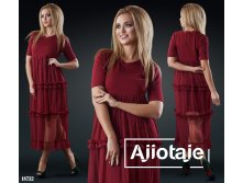 Платье - 18732 Платье в стиле "Baby doll"с юбочкой из сетки. Цвет - бордовый. 406 грн.(1015 руб)