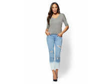 1450  SOHO JEANS - BLEACHED-HEM ANKLE LEGGING - BLUE HAPPY WASH