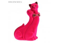 Копилка "Коты" пара, флок, розовая, бабочка