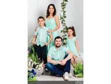 Платья для мамы и дочки в одном стиле Аквамарин М-2030 мята.jpg