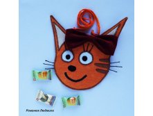 Детская сумочка-кошелек "Три кота" на молнии оранжевого цвета