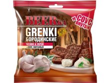 ПС242.jpg, Гренки Beerka со вкусом чеснока с укропом + сметанный соус, 18,90 р., 85 г. -2шт.jpg