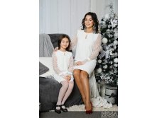 Комплект платьев Family Look для мамы и дочки Паутинка М-2051 молоко.jpg