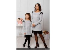 Комплект платьев Family Look для мамы и дочки Grey М-2047.jpg