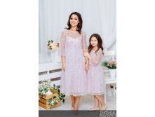 Комплект нарядных платьев Family Look для мамы и дочки Фламинго М-2067 роз.jpg
