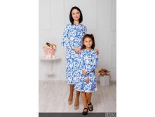 Комплект платьев в стиле family look Версаль М-2044 гжель.jpg