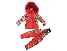 М.17-45 Комплект Moncler красный цветы - красный мех 3700 руб.