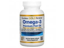 California Gold Nutrition, омега-3, рыбий жир премиального качества, 100 капсул из рыбьего желатина 494р+% - 2шт