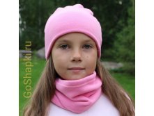 Шапка флисовая демисезонная двухслойная "Розовый"