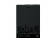 49813 Блокнот на спирали ErichKrause&#174; MEGAPOLIS&#174;, А4, 80 листов, клетка, твин-лак, перфорация Цена 85+% в наличии 3 шт.jpg