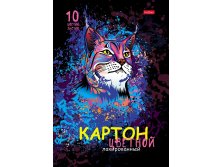 Хатбер Набор картона цветной 10 листов, 10 цветов А4 формат Цена 40+% В наличии 9 шт