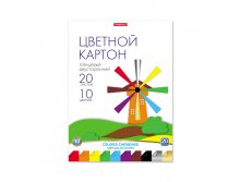 58500 Цветной картон глянцевый двусторонний в папке ErichKrause@, А4, 20 листов, 10 цветов, игрушка-набор для детского творчества Цена 162,8+% в наличии 6 шт.jpg