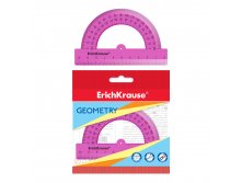 53015 Транспортир пластиковый ErichKrause&#174; Neon, 180° 10см, розовый, во флоупаке Цена 25+% в наличии 6 шт.jpg