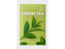 Маска на тканевой основе для лица N с экстрактом зеленого чая Natural Green Tea Mask Sheet 1шт 73руб+%