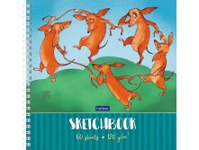 SketchBook 60л А4ф 210х210мм без линовки с твердой обложкой запечат. форзац с пошаговыми эскизами на гребне-Таксы-Матисс- Цена 125+% в наличии 11 шт.jpg