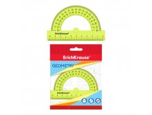 57902 Транспортир пластиковый ErichKrause Neon Solid, 180° 10см, желтый, во флоупаке Цена 23+% в наличии 3 шт.jpg