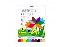 58499 Цветной картон глянцевый двусторонний в папке ErichKrause, А4, 10 листов, 10 цветов, игрушка-набор для детского творчества Цена 106,5+% в наличии 32 шт.jpg
