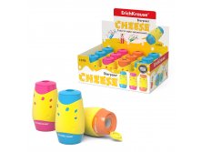 50143 Точилка пластиковая ErichKrause Cheese, двойная, с контейнером, ассорти (в коробке-дисплее по 12 шт) Цена 109+% в наличии 9 шт.jpg