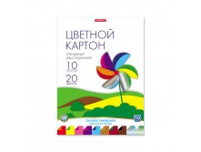58501 Цветной картон глянцевый двусторонний в папке ErichKrause, А4, 10 листов, 20 цветов, игрушка-набор для детского творчества Цена 85,2+% в наличии 30 шт.jpg
