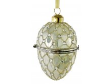 69195 Glass opening egg shiny white w/champagne glitter 11cm a = max width b = base width h = height Min amount (MOQ) 8 - 16,32 
