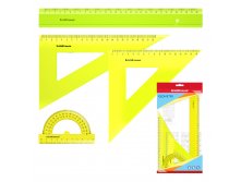 49572 Набор геометрический большой пластиковый ErichKrause Neon, (линейка, 2 угольника, транспортир), желтый (в пакете по 20 шт) Цена 150+% в наличии 19 шт.jpg