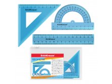 52991 Набор геометрический малый пластиковый ErichKrause Standard, (линейка, угольник, транспортир), голубой (в пакете по 20 шт) Цена 99+% в наличии 18 шт.jpg