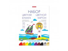 58504 Набор мелованной цветной бумаги и картона глян. двустор. в папке ErichKrause, А4, 20 л, 10 цв.+10 цв. игрушка-набор для детского творчества 129+% в наличии 28 шт.jpg