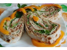 Закуска из лаваша с мясным фаршем