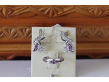 Серьги с аметистом и фианитами.