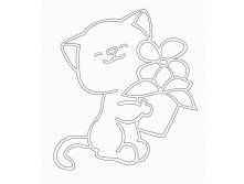 Трафарет Кот с цветком