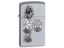 1327    ZIPPO 24008 HARLEY DAVIDSON LIVE TO RIDE SLIM SATIN CHROME