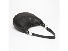 Borsa a spalla nera in pellle effetto struzzo Leo 34 x 23 x 9 cm3.jpg