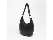 Borsa a spalla nera in pellle effetto struzzo Leo 34 x 23 x 9 cm2.jpg